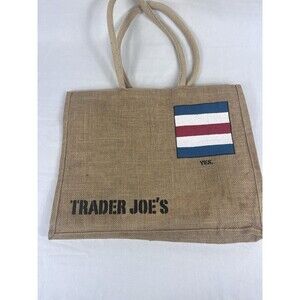 Trader Joe’s BURLAP Nautical Flag “C Charlie" Jute Tote Bag RARE Retired